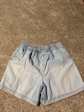 Cabin Creek Light Blue Denim Elastic-Waist Shorts